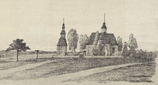 Piirros Joutsenon kirkosta vuodelta 1880